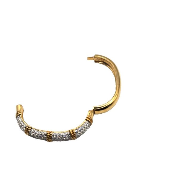 Swarovski Swan Signed Gold Tone Clamper Cuff Bracelet Pave Crystal Bangle - Picture 6 of 6